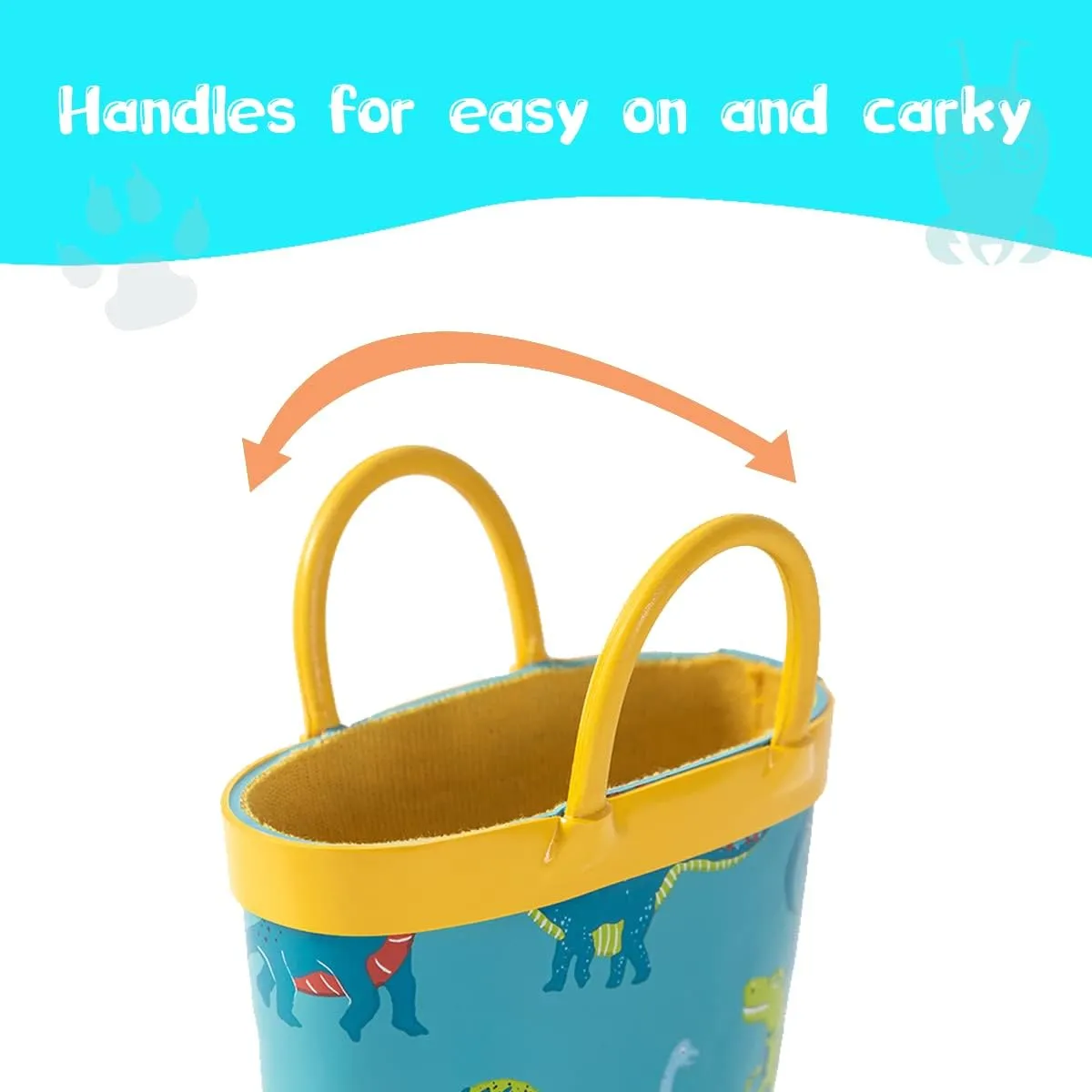 Kids Rain Boots - Toddler Waterproof Rubber Kids Rain Boots for Girls and Boys with Fun Patterns and Easy-On Handles