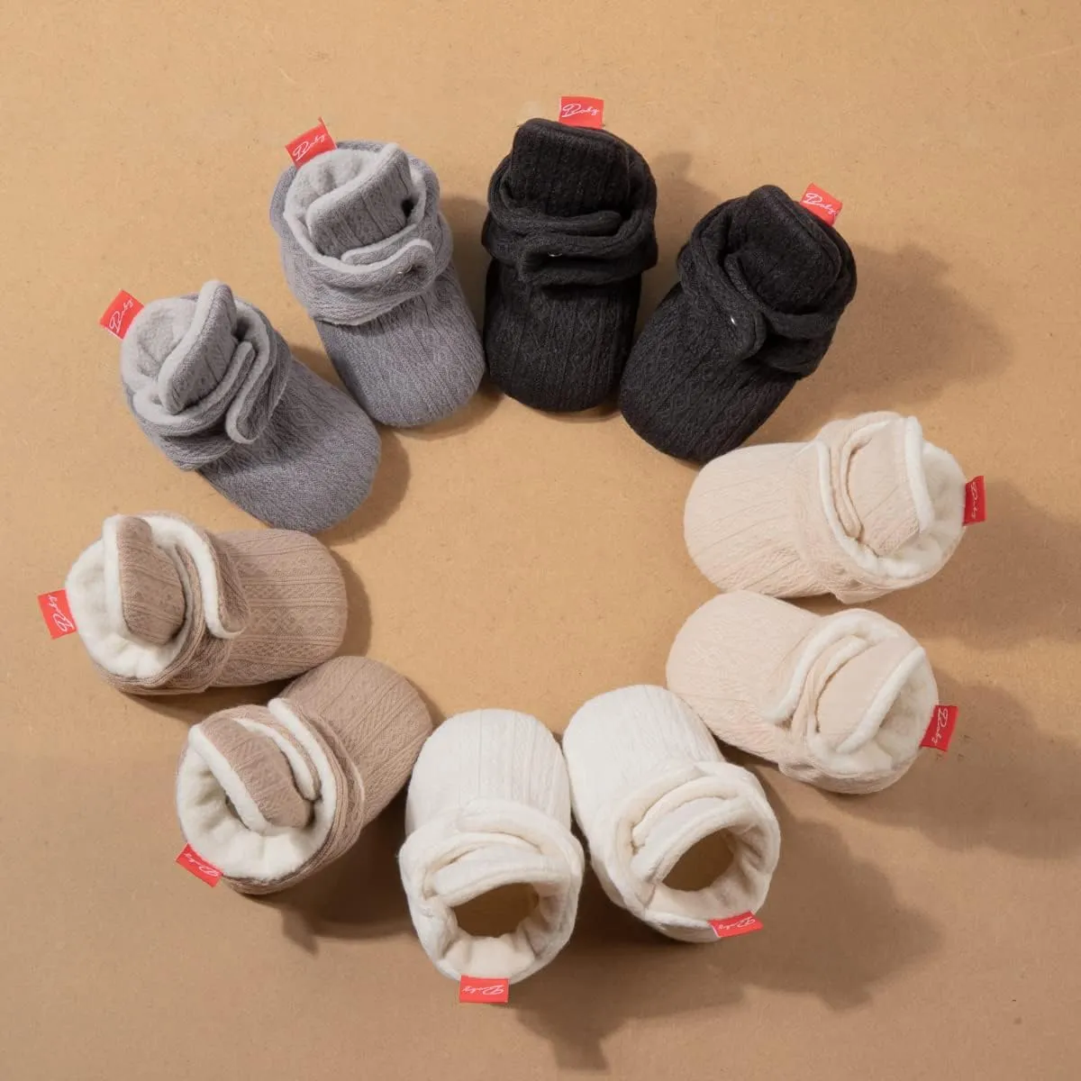 KIDSUN Infant Baby Boy Girl Cozy Fleece Bootie Newborn Stay On Slipper Winter Warm Gripper Non-Slip Crib Shoes