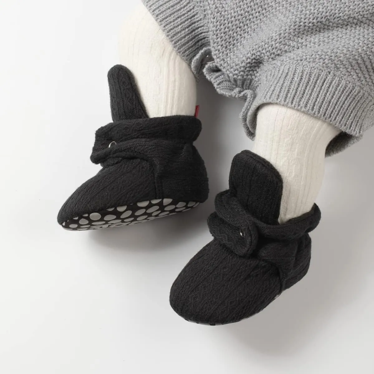 KIDSUN Infant Baby Boy Girl Cozy Fleece Bootie Newborn Stay On Slipper Winter Warm Gripper Non-Slip Crib Shoes