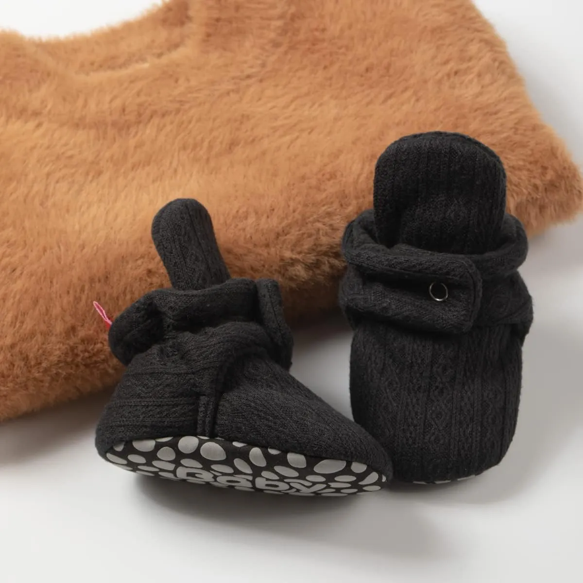 KIDSUN Infant Baby Boy Girl Cozy Fleece Bootie Newborn Stay On Slipper Winter Warm Gripper Non-Slip Crib Shoes
