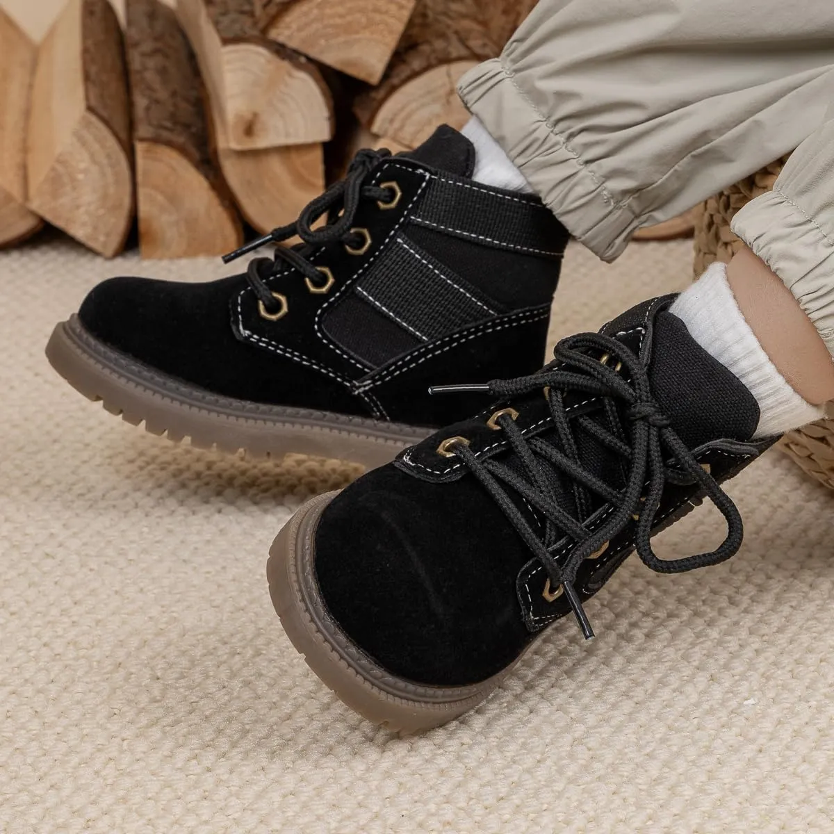 KIDSUN Toddler Boys Girls Boots Kids Work Boots Winter Snow Boots Lace Up Hiking Outdoor Boots (Toddler/little Kid)