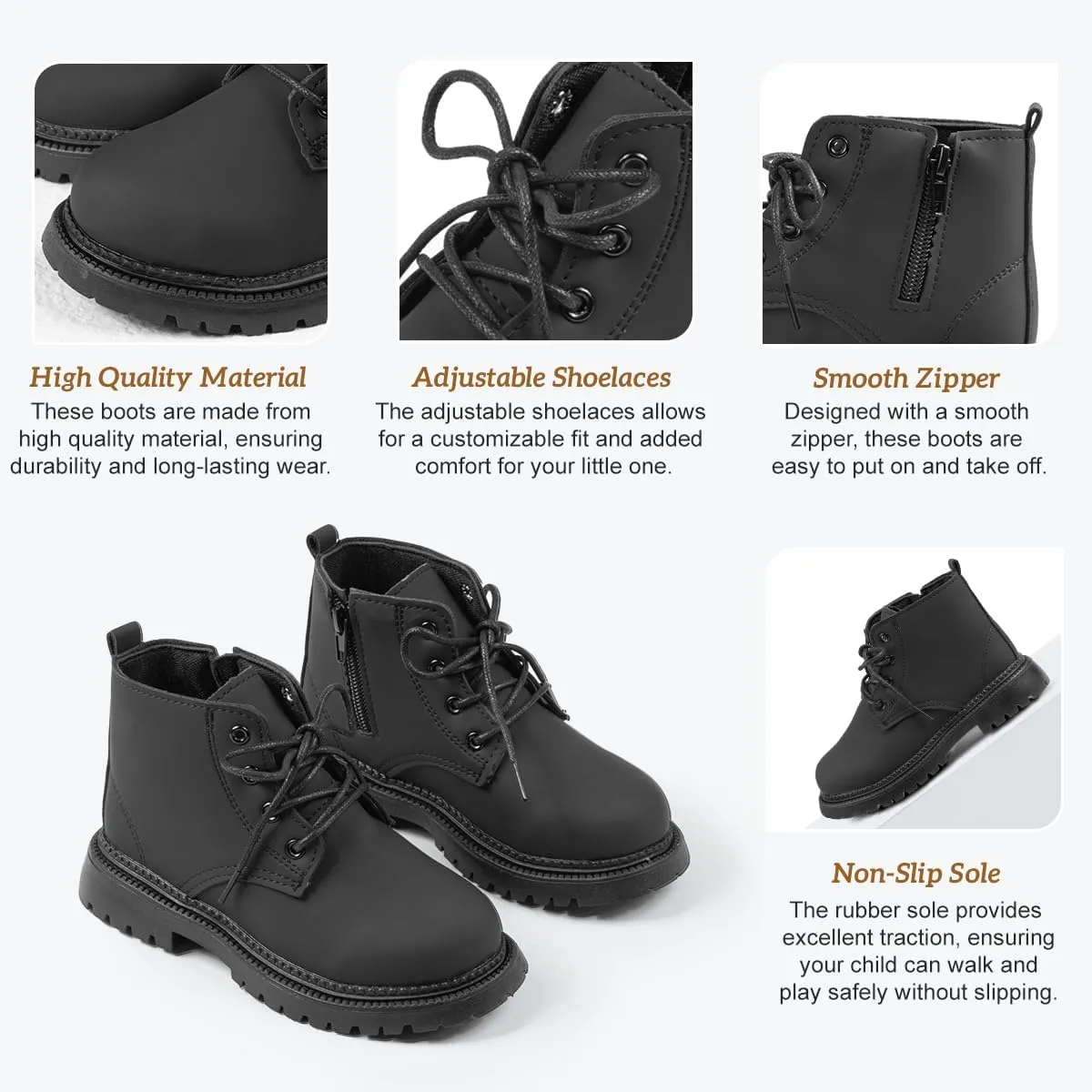 KIDSUN Toddler Boys Girls Boots Kids Work Boots Winter Snow Boots Lace Up Hiking Outdoor Boots (Toddler/little Kid)