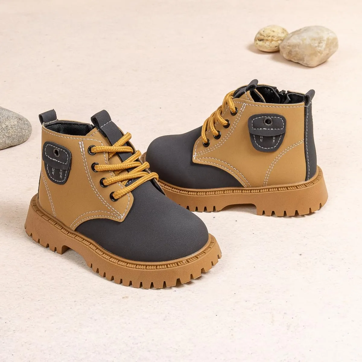 KIDSUN Toddler Boys Girls Boots Kids Work Boots Winter Snow Boots Lace Up Hiking Outdoor Boots (Toddler/little Kid)