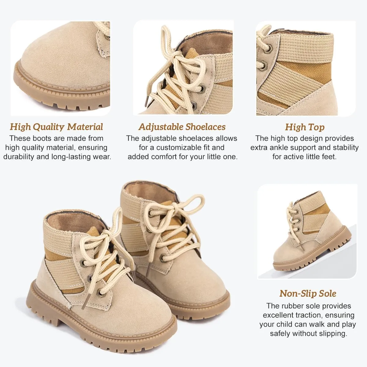 KIDSUN Toddler Boys Girls Boots Kids Work Boots Winter Snow Boots Lace Up Hiking Outdoor Boots (Toddler/little Kid)
