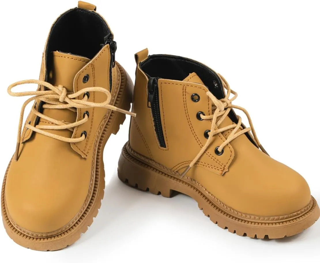 KIDSUN Toddler Boys Girls Boots Kids Work Boots Winter Snow Boots Lace Up Hiking Outdoor Boots (Toddler/little Kid)
