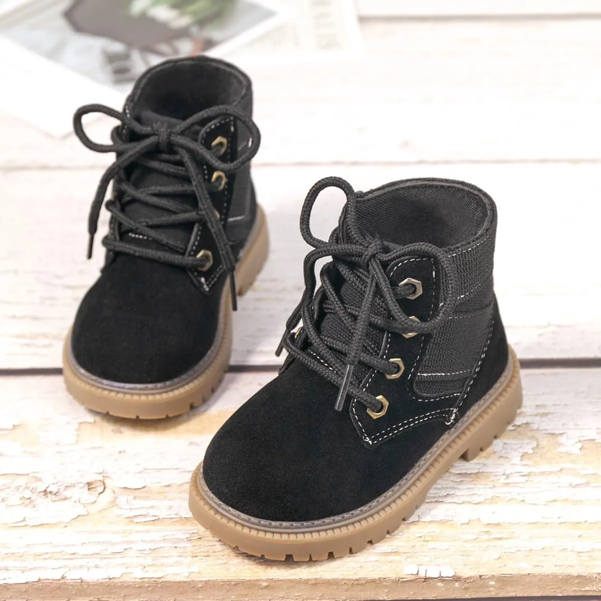 KIDSUN Toddler Boys Girls Boots Kids Work Boots Winter Snow Boots Lace Up Hiking Outdoor Boots (Toddler/little Kid)