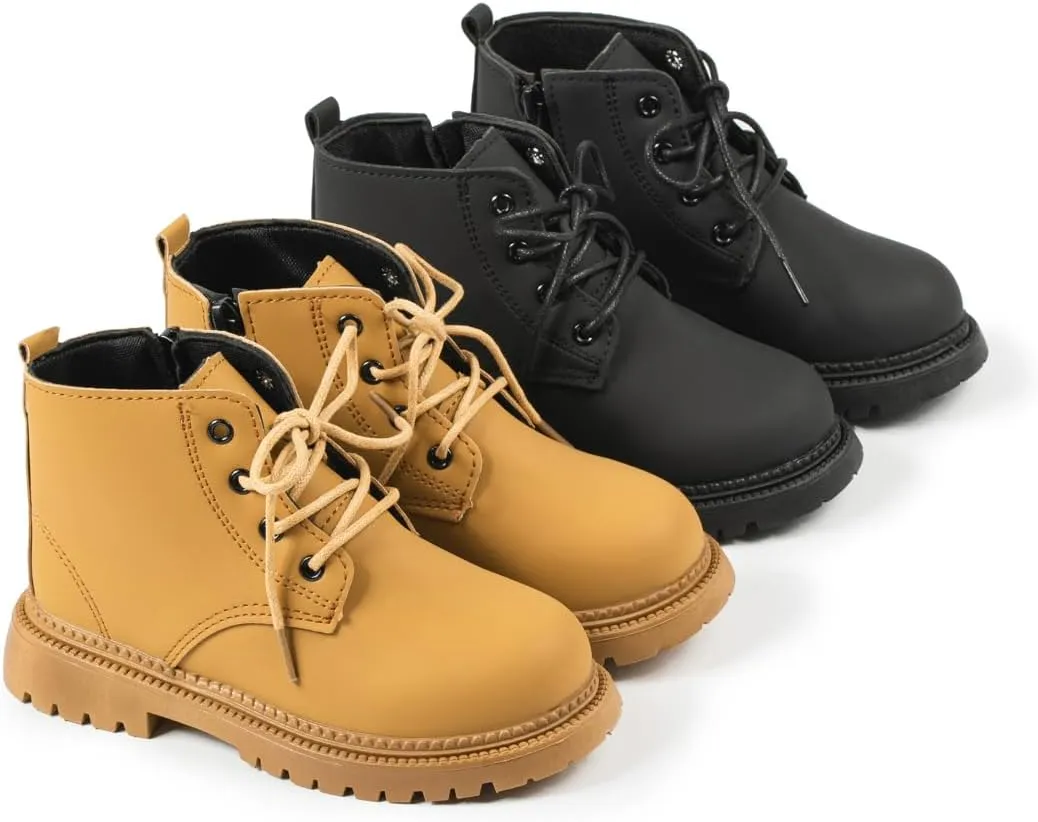 KIDSUN Toddler Boys Girls Boots Kids Work Boots Winter Snow Boots Lace Up Hiking Outdoor Boots (Toddler/little Kid)