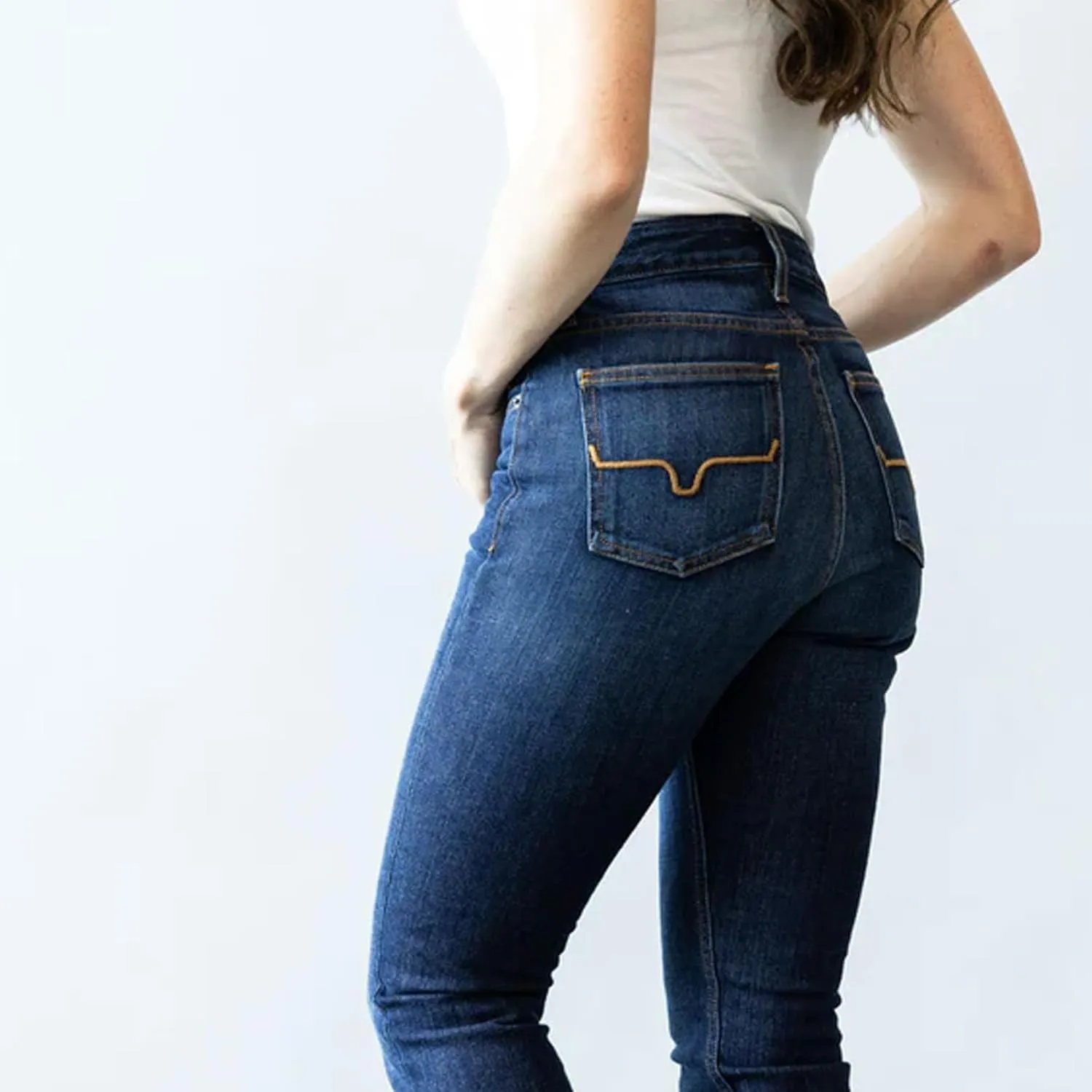 Kimes Ranch Women's Jennifer Ultra-High Rise Wide Flare Dark Wash Blue Jeans