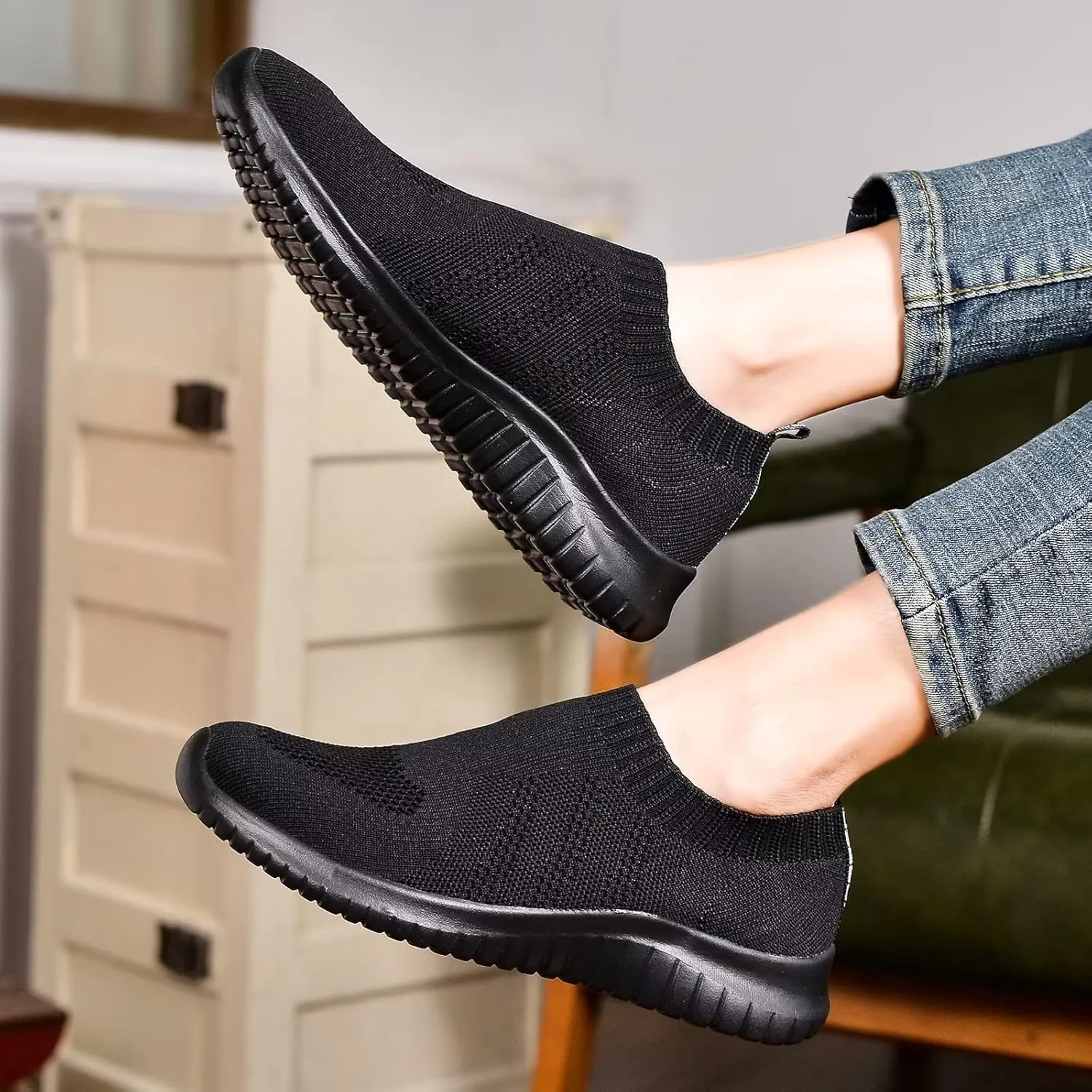 konhill Women's Walking Tennis Shoes - Lightweight Athletic Casual Gym Slip on Sneakers