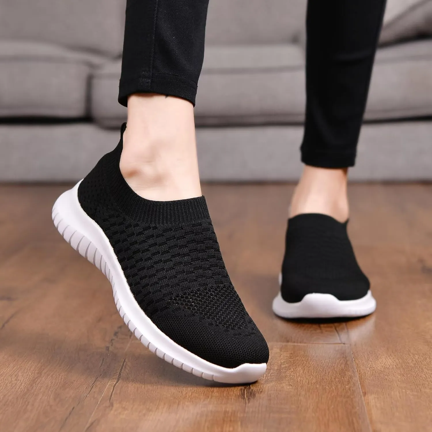 konhill Women's Walking Tennis Shoes - Lightweight Athletic Casual Gym Slip on Sneakers