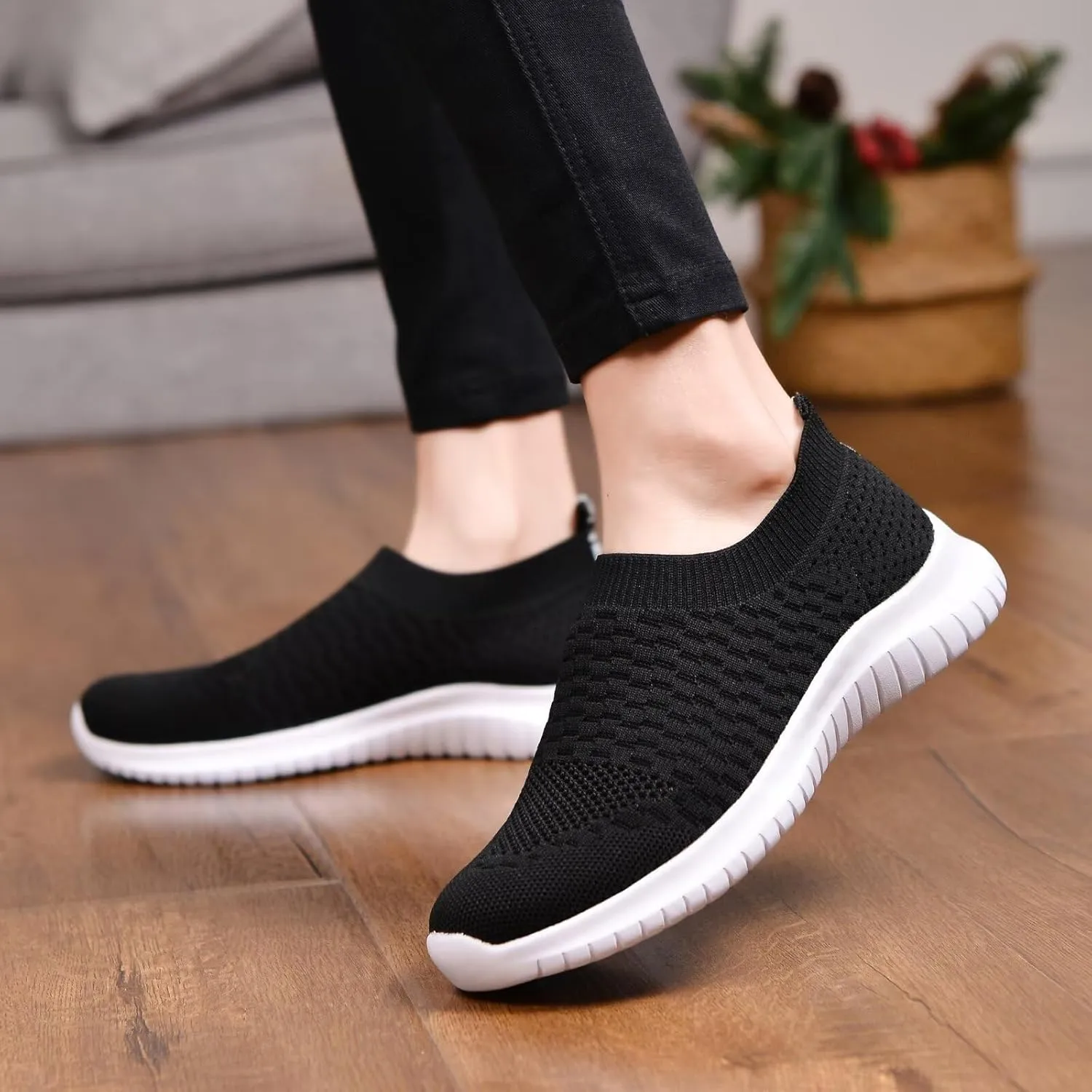 konhill Women's Walking Tennis Shoes - Lightweight Athletic Casual Gym Slip on Sneakers