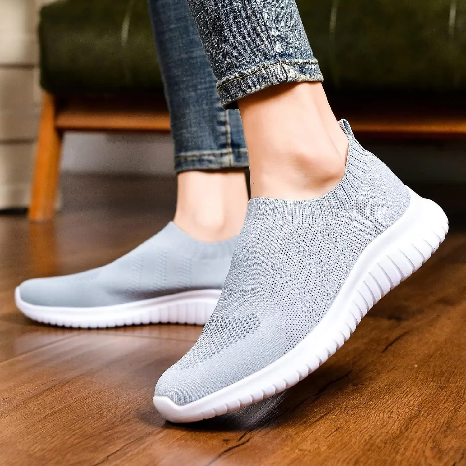 konhill Women's Walking Tennis Shoes - Lightweight Athletic Casual Gym Slip on Sneakers