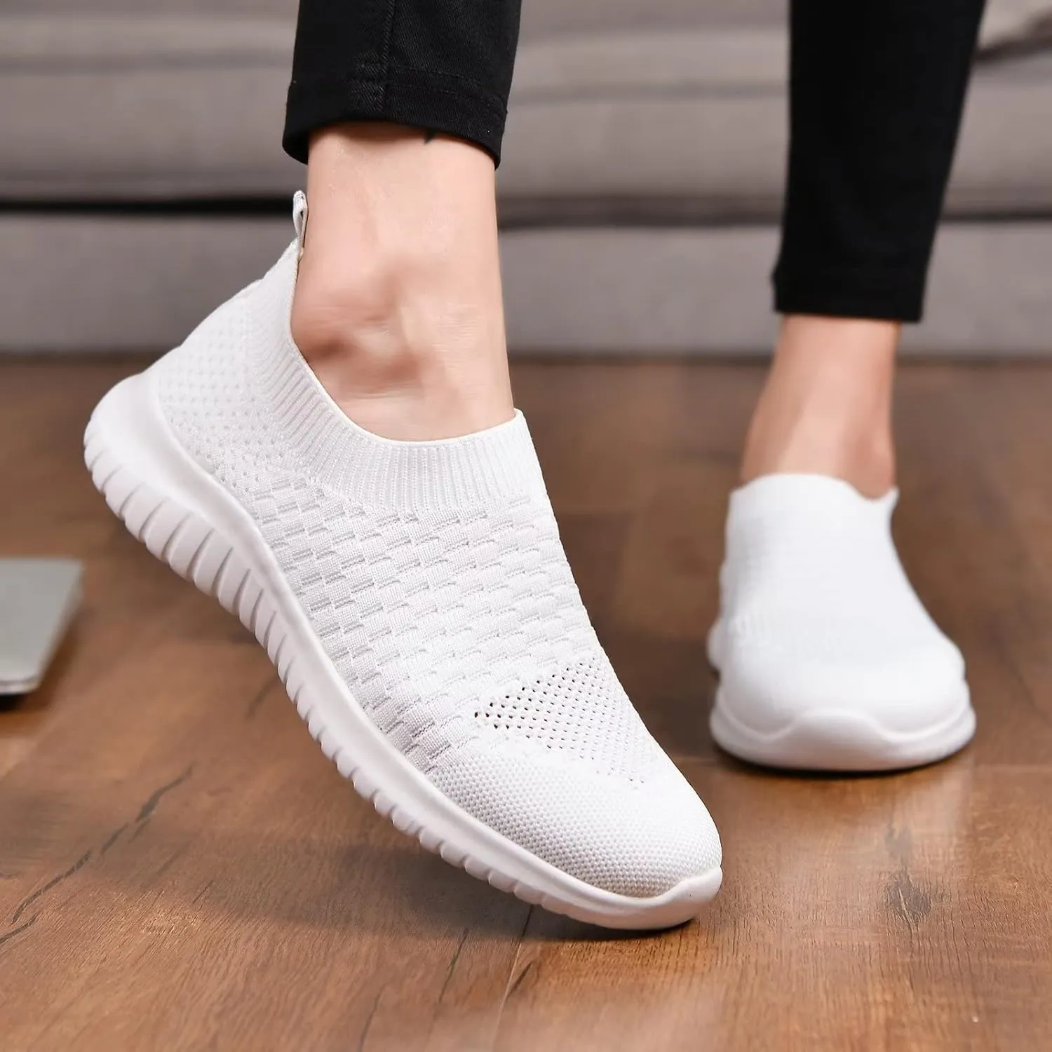 konhill Women's Walking Tennis Shoes - Lightweight Athletic Casual Gym Slip on Sneakers