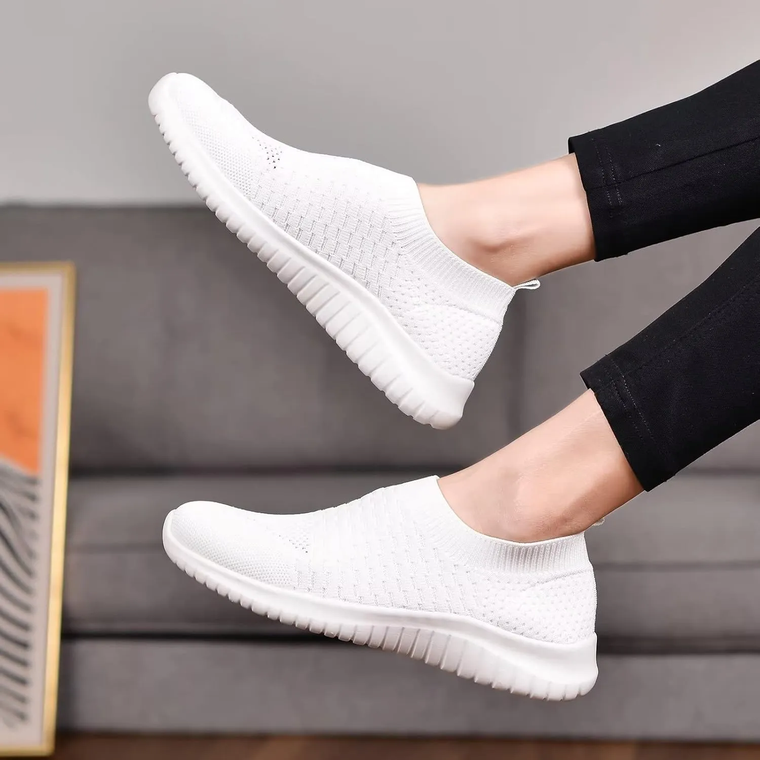 konhill Women's Walking Tennis Shoes - Lightweight Athletic Casual Gym Slip on Sneakers