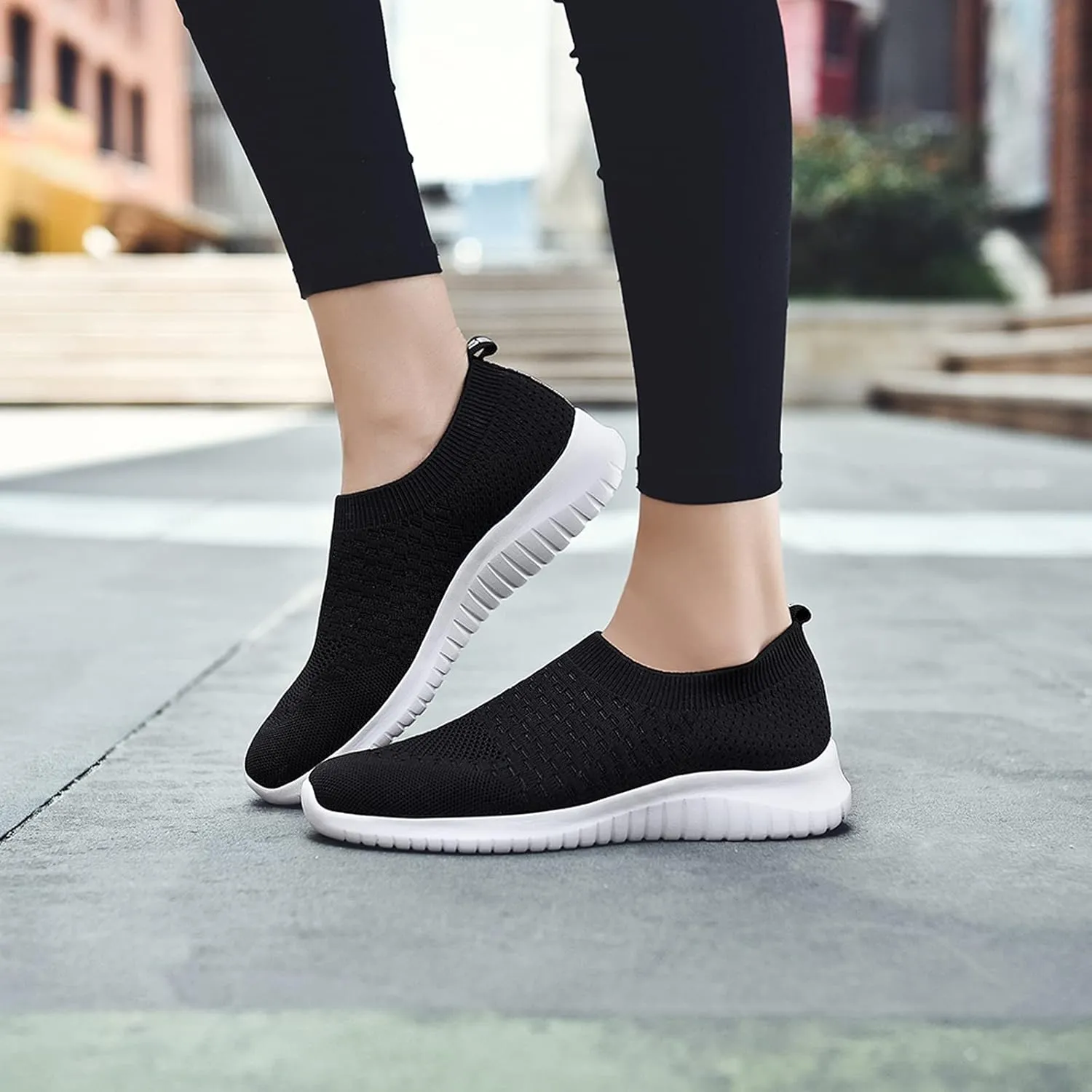 konhill Women's Walking Tennis Shoes - Lightweight Athletic Casual Gym Slip on Sneakers