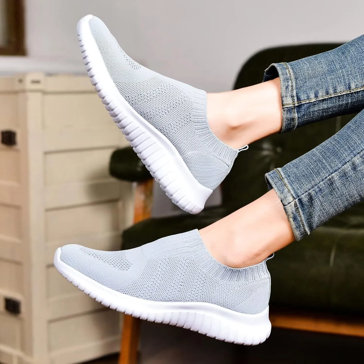 konhill Women's Walking Tennis Shoes - Lightweight Athletic Casual Gym Slip on Sneakers