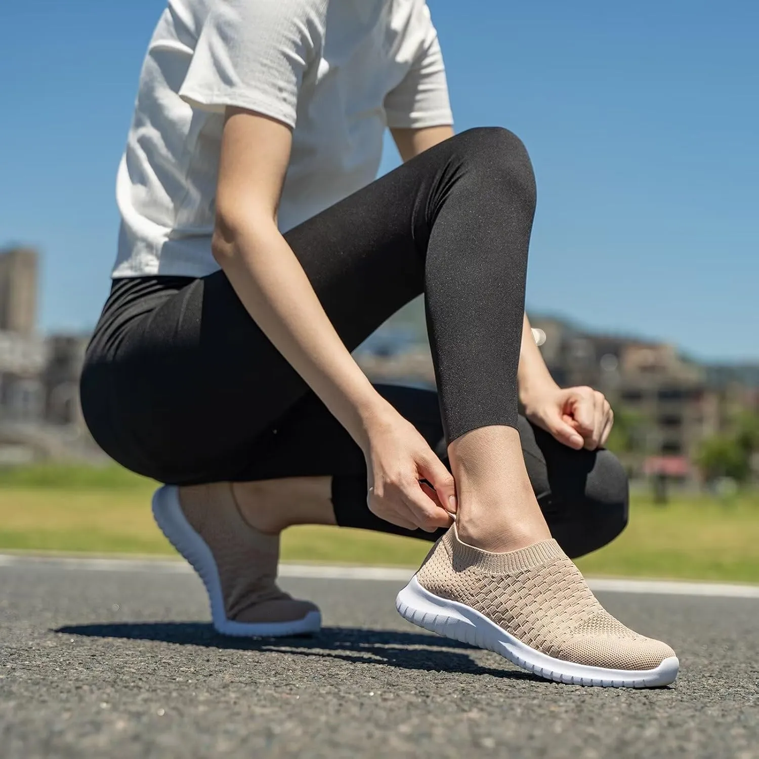 konhill Women's Walking Tennis Shoes - Lightweight Athletic Casual Gym Slip on Sneakers