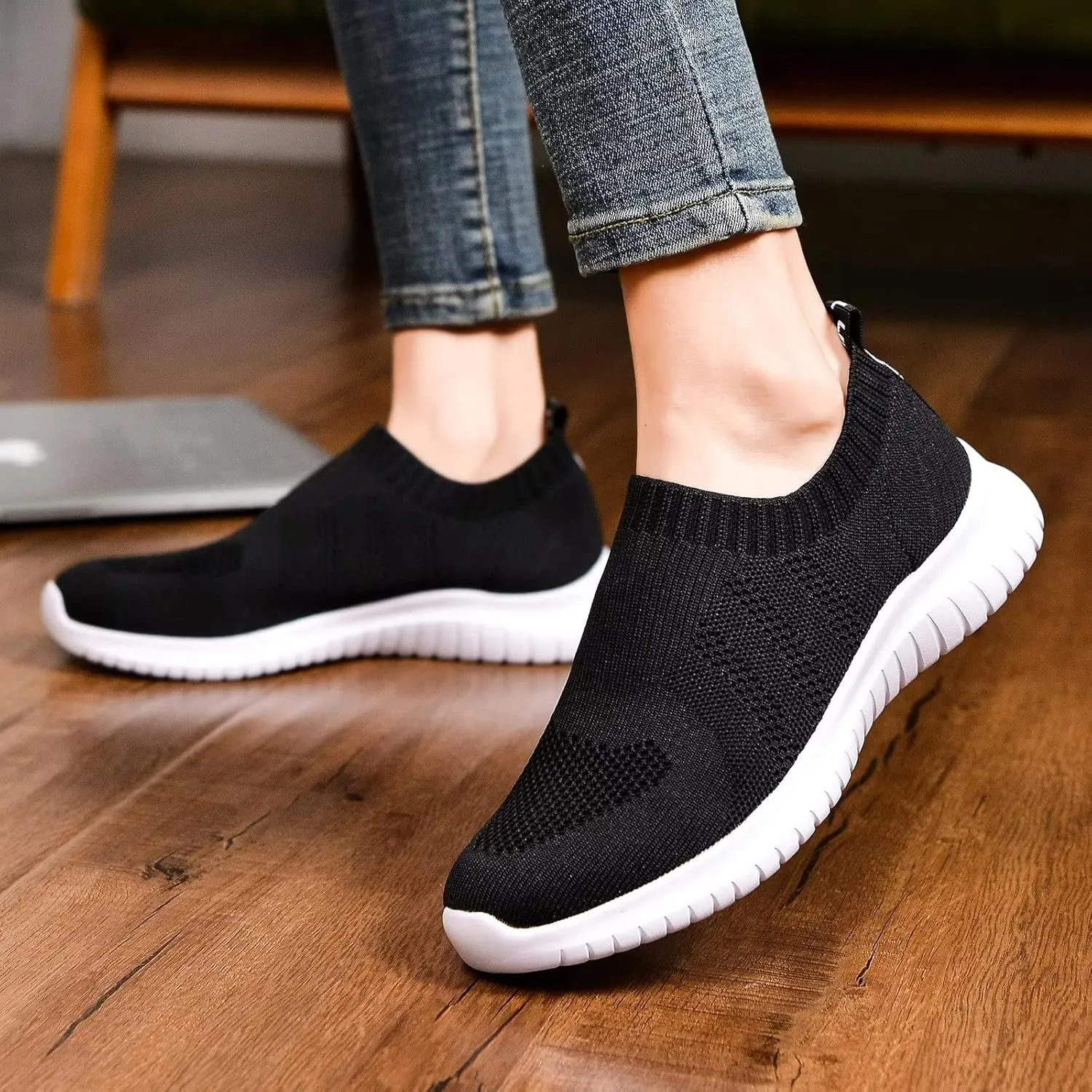 konhill Women's Walking Tennis Shoes - Lightweight Athletic Casual Gym Slip on Sneakers