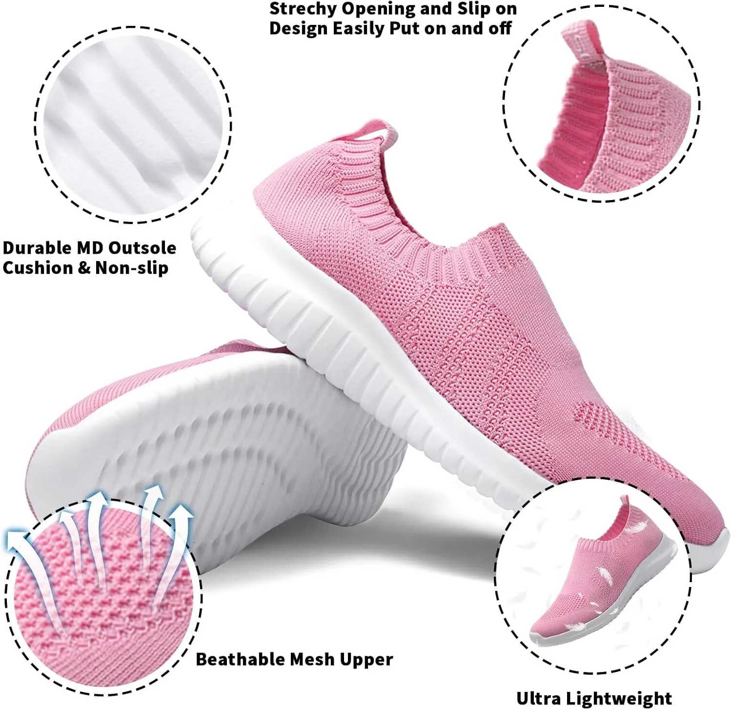 konhill Women's Walking Tennis Shoes - Lightweight Athletic Casual Gym Slip on Sneakers