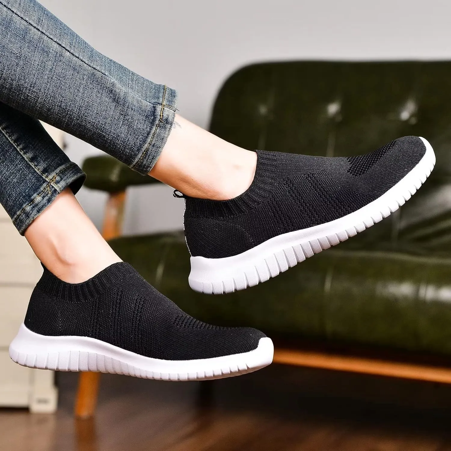 konhill Women's Walking Tennis Shoes - Lightweight Athletic Casual Gym Slip on Sneakers