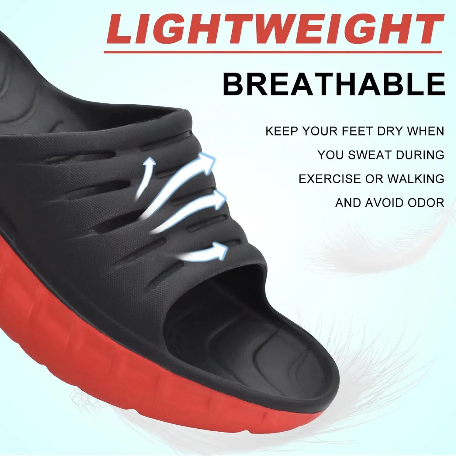 KuaiLu Mens Recovery Sandals Orthotic Thick Cushion Open Toe Sport Slides, Reduces Stress on Feet With Comfortable Plantar Fasciitis, Joints & Back Post-Exercise