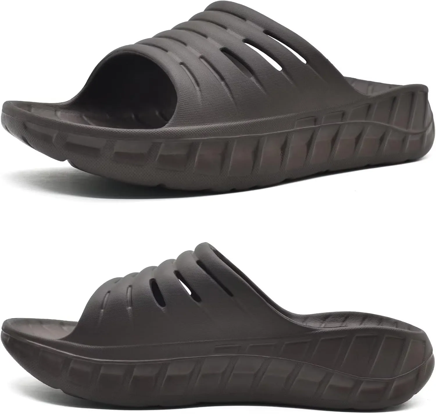 KuaiLu Mens Recovery Sandals Orthotic Thick Cushion Open Toe Sport Slides, Reduces Stress on Feet With Comfortable Plantar Fasciitis, Joints & Back Post-Exercise
