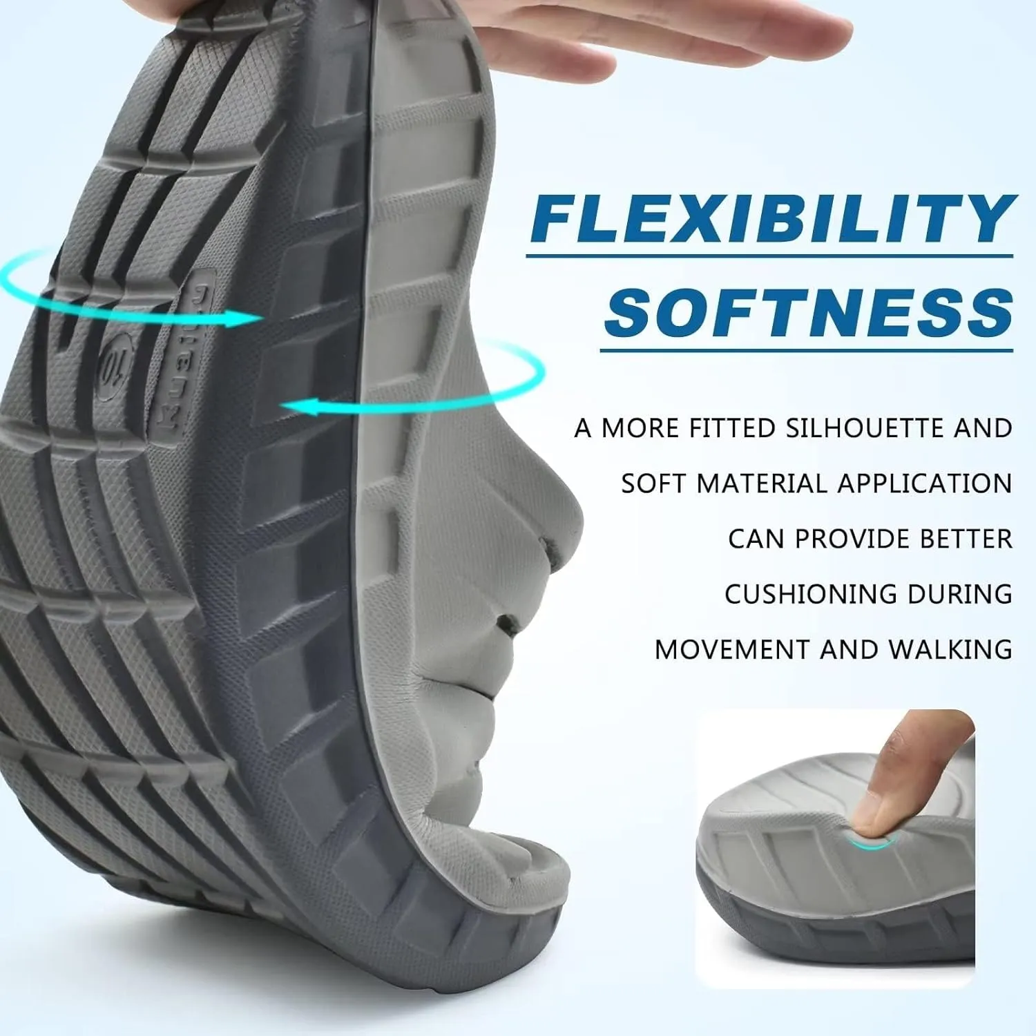 KuaiLu Mens Recovery Sandals Orthotic Thick Cushion Open Toe Sport Slides, Reduces Stress on Feet With Comfortable Plantar Fasciitis, Joints & Back Post-Exercise