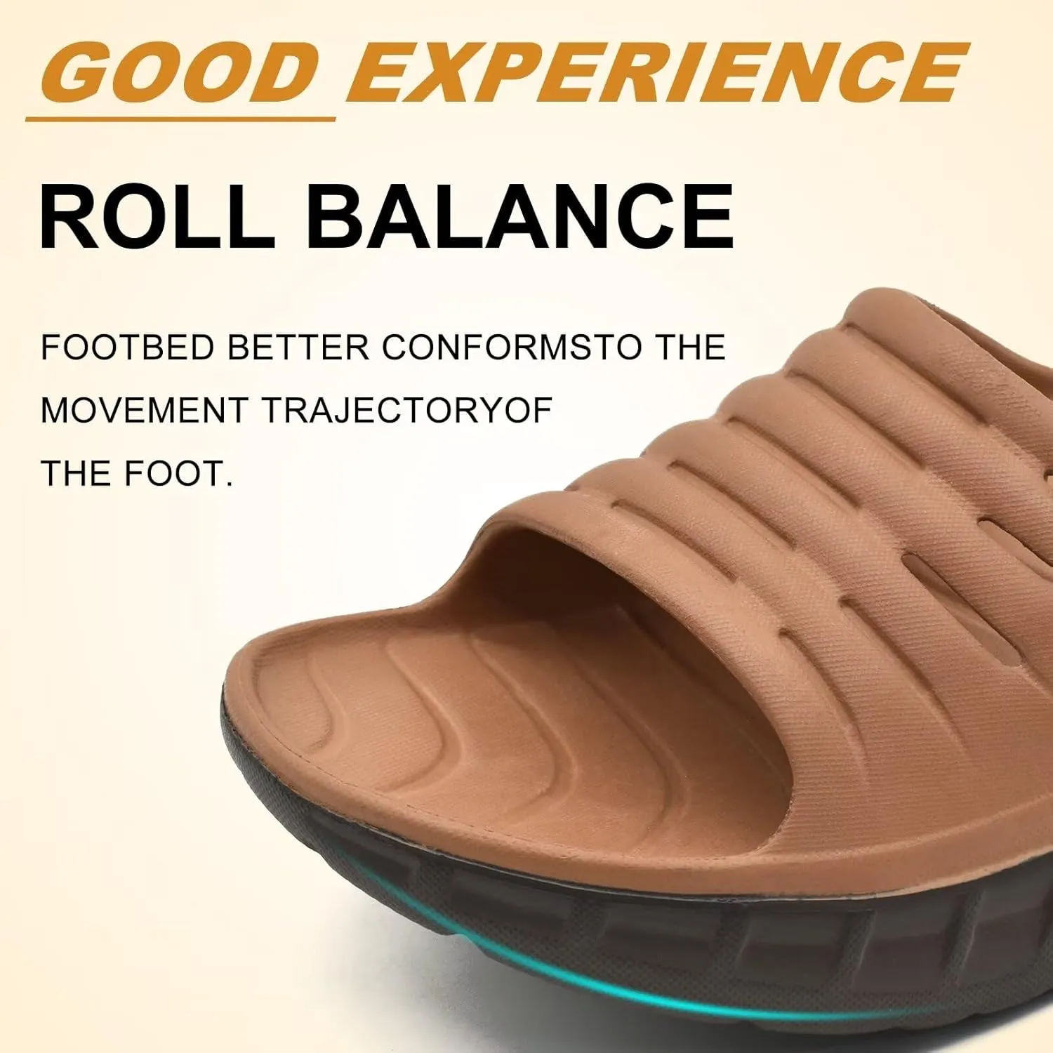 KuaiLu Mens Recovery Sandals Orthotic Thick Cushion Open Toe Sport Slides, Reduces Stress on Feet With Comfortable Plantar Fasciitis, Joints & Back Post-Exercise