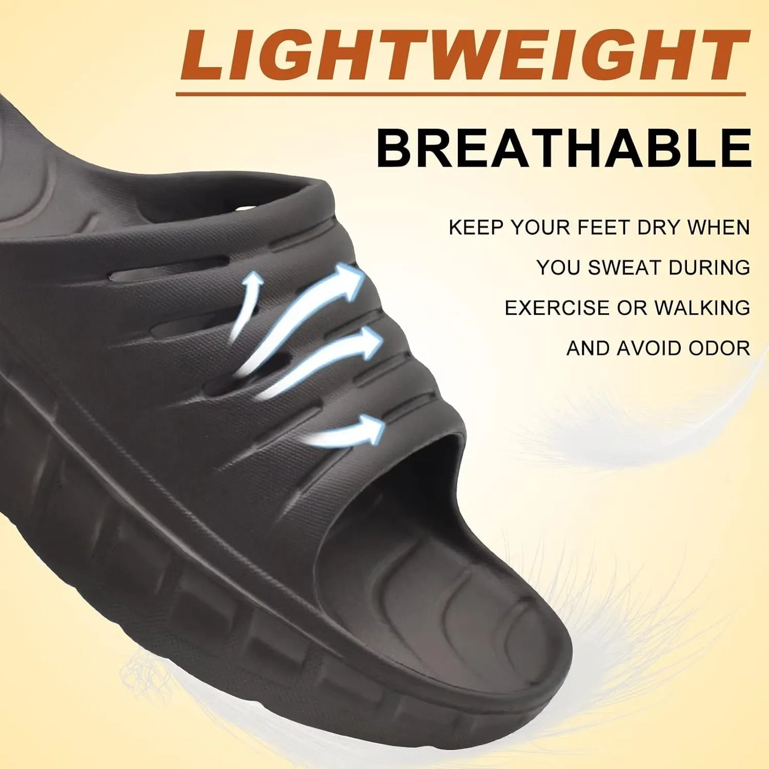 KuaiLu Mens Recovery Sandals Orthotic Thick Cushion Open Toe Sport Slides, Reduces Stress on Feet With Comfortable Plantar Fasciitis, Joints & Back Post-Exercise