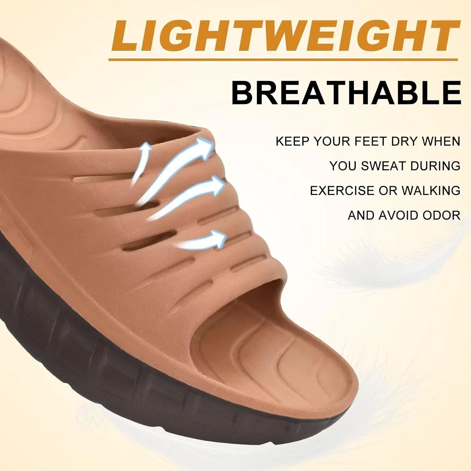 KuaiLu Mens Recovery Sandals Orthotic Thick Cushion Open Toe Sport Slides, Reduces Stress on Feet With Comfortable Plantar Fasciitis, Joints & Back Post-Exercise