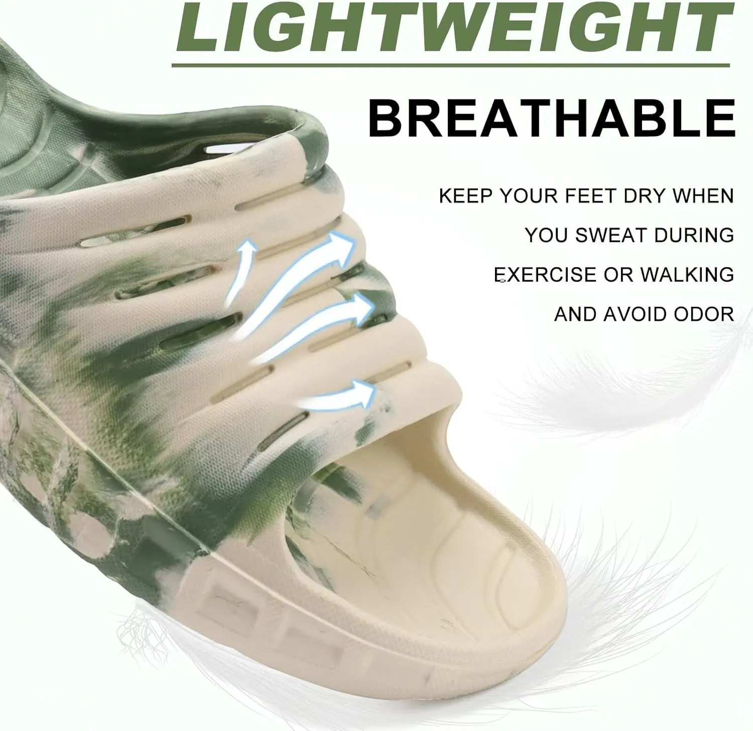 KuaiLu Mens Recovery Sandals Orthotic Thick Cushion Open Toe Sport Slides, Reduces Stress on Feet With Comfortable Plantar Fasciitis, Joints & Back Post-Exercise