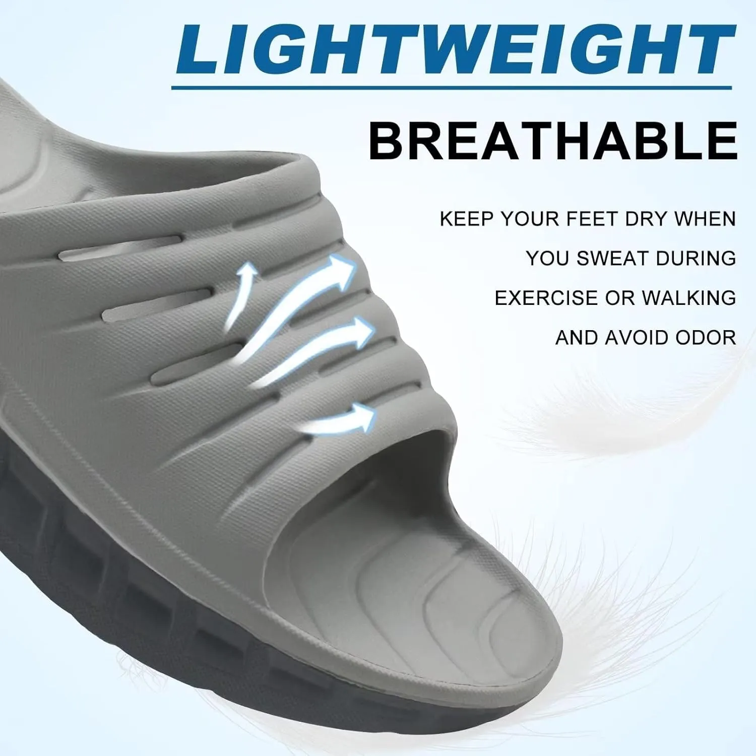 KuaiLu Mens Recovery Sandals Orthotic Thick Cushion Open Toe Sport Slides, Reduces Stress on Feet With Comfortable Plantar Fasciitis, Joints & Back Post-Exercise