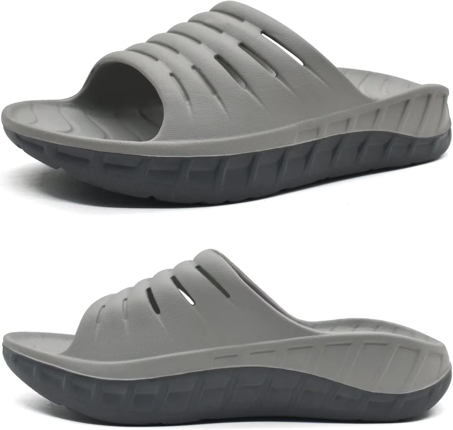 KuaiLu Mens Recovery Sandals Orthotic Thick Cushion Open Toe Sport Slides, Reduces Stress on Feet With Comfortable Plantar Fasciitis, Joints & Back Post-Exercise
