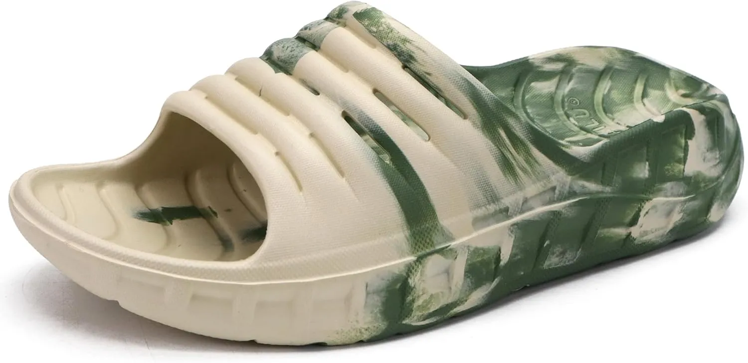 KuaiLu Mens Recovery Sandals Orthotic Thick Cushion Open Toe Sport Slides, Reduces Stress on Feet With Comfortable Plantar Fasciitis, Joints & Back Post-Exercise