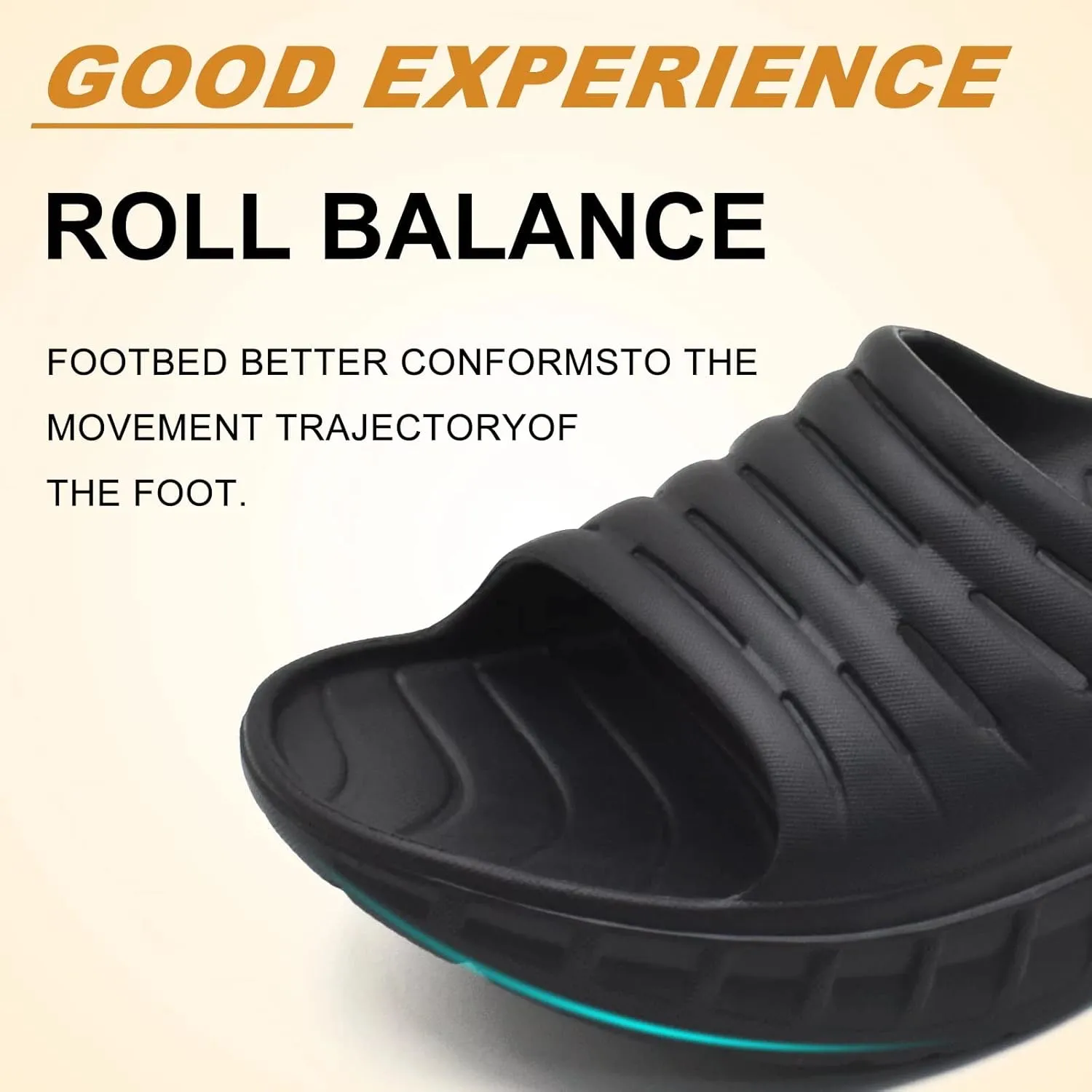 KuaiLu Mens Recovery Sandals Orthotic Thick Cushion Open Toe Sport Slides, Reduces Stress on Feet With Comfortable Plantar Fasciitis, Joints & Back Post-Exercise