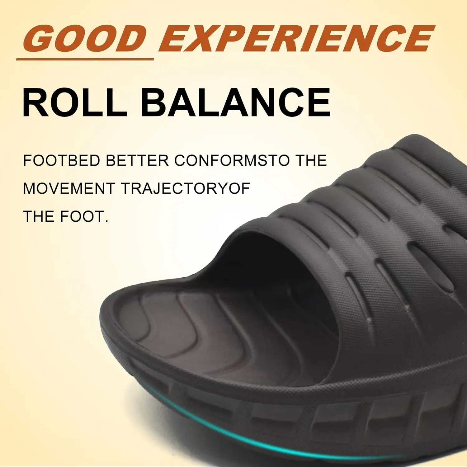 KuaiLu Mens Recovery Sandals Orthotic Thick Cushion Open Toe Sport Slides, Reduces Stress on Feet With Comfortable Plantar Fasciitis, Joints & Back Post-Exercise