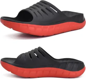 KuaiLu Mens Recovery Sandals Orthotic Thick Cushion Open Toe Sport Slides, Reduces Stress on Feet With Comfortable Plantar Fasciitis, Joints & Back Post-Exercise