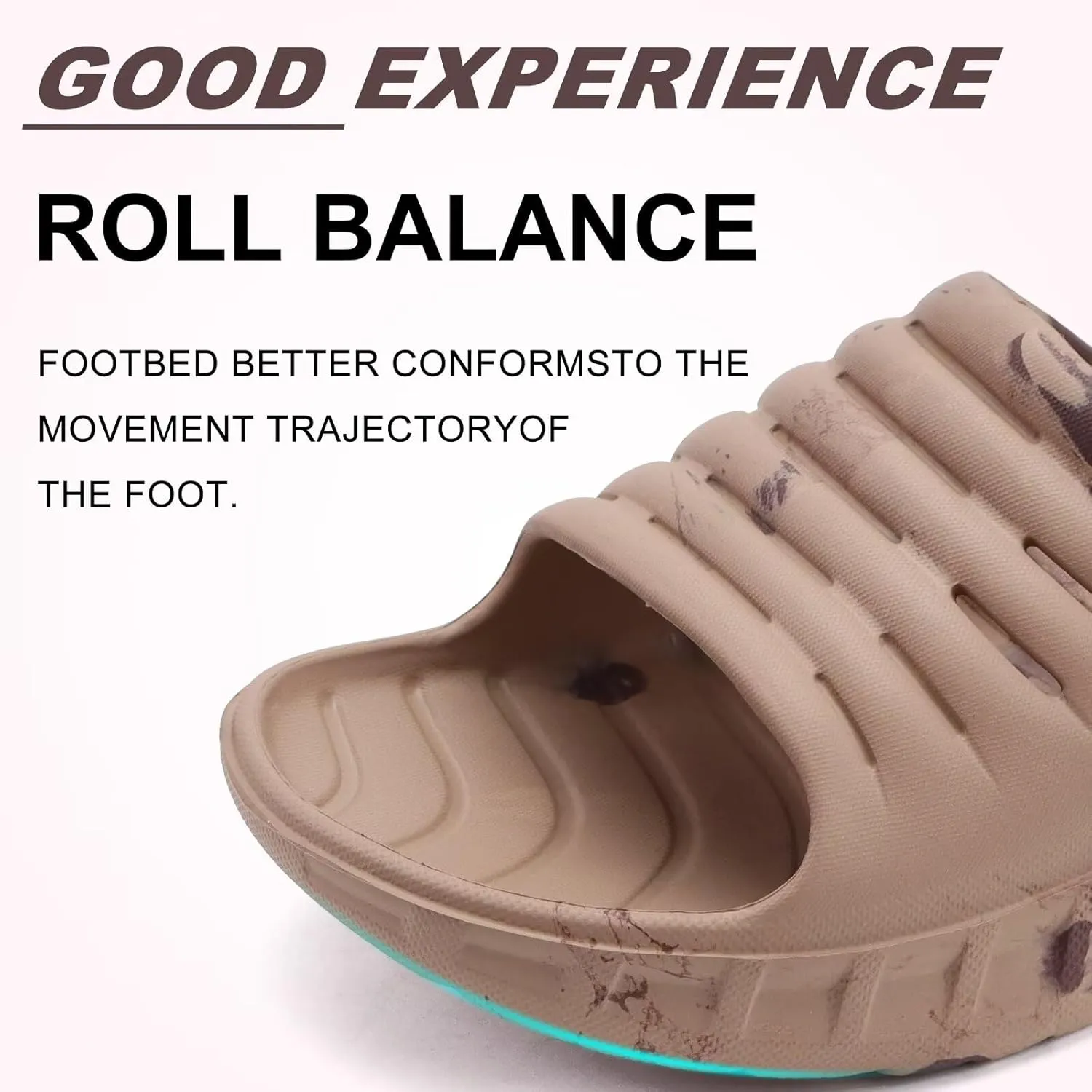 KuaiLu Mens Recovery Sandals Orthotic Thick Cushion Open Toe Sport Slides, Reduces Stress on Feet With Comfortable Plantar Fasciitis, Joints & Back Post-Exercise