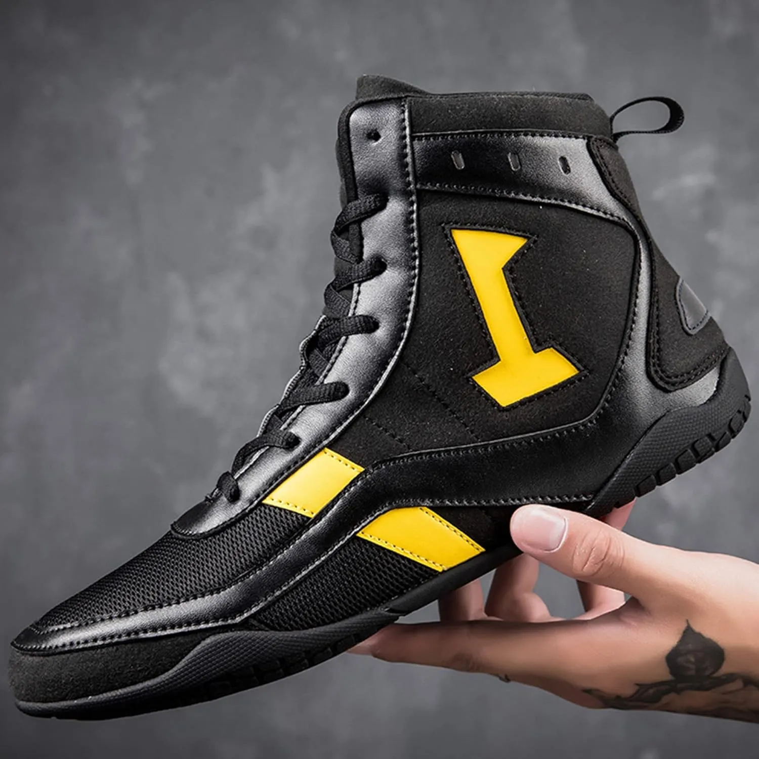 Laides Boxing Shoes, Professional Wrestling Shoes Female Kickboxing Sparring Trainers Breathable Bodybuilding Boots