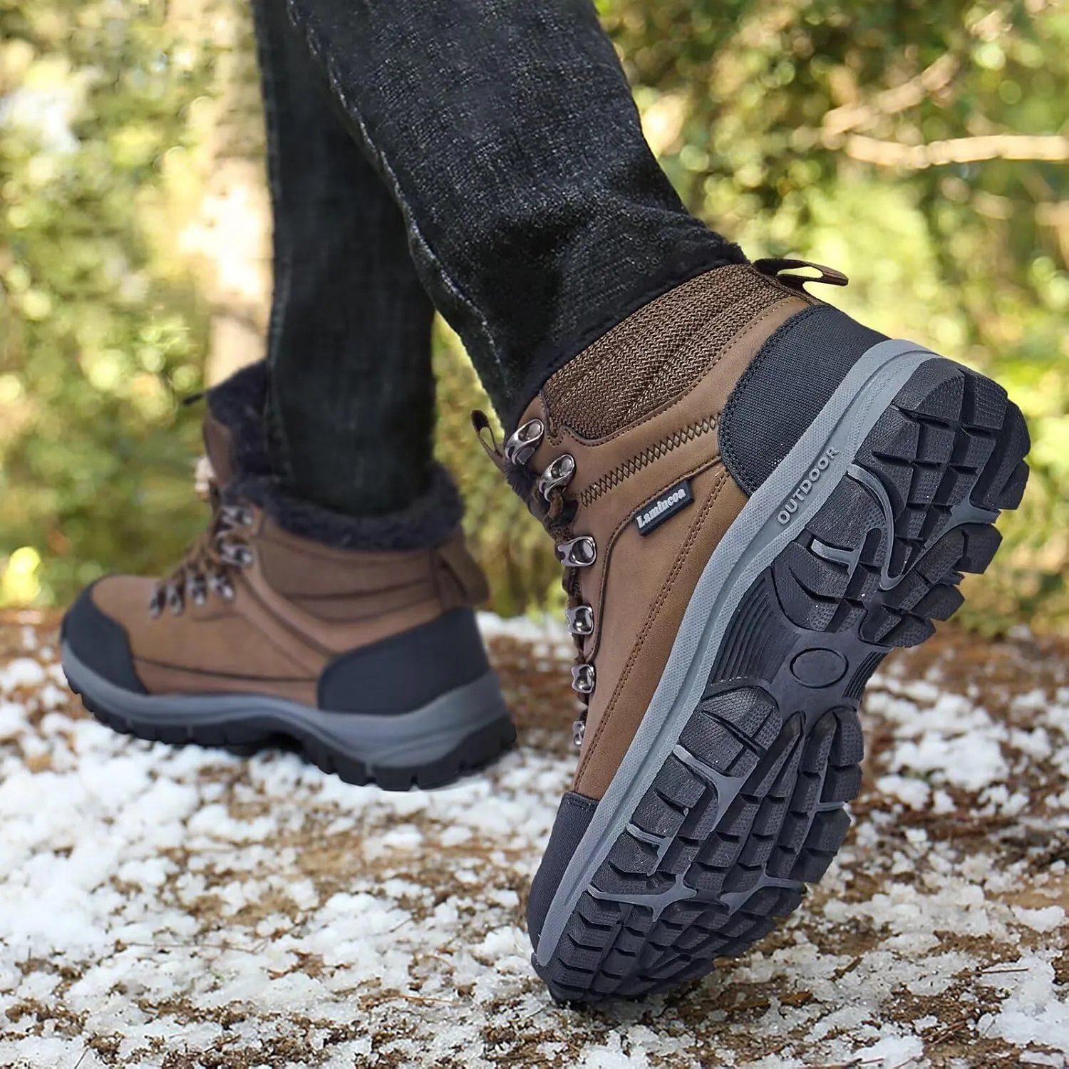 Lamincoa Mens Snow Boots Water Resistant Hiking Boots for Men Non-slip Winter Outdoor Warm Comfort Camping Backpacking Shoe