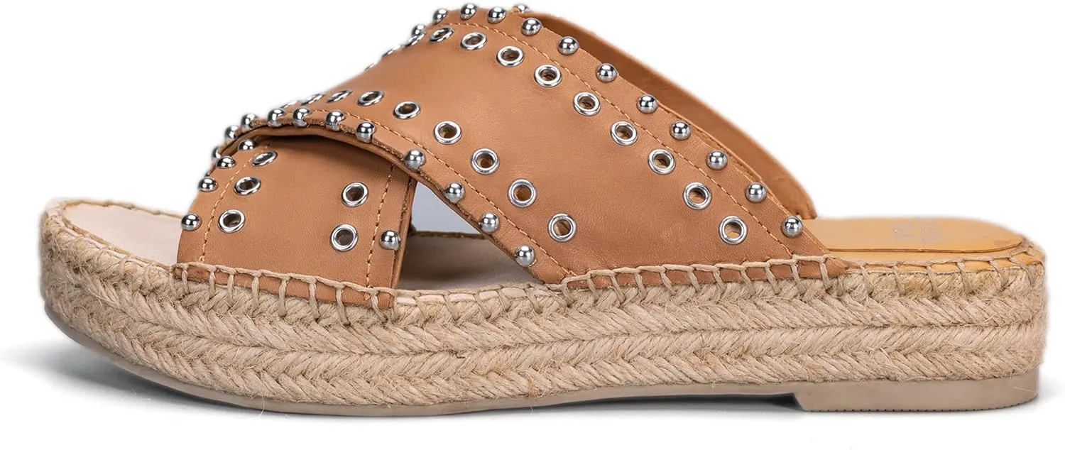 landing craft Womens Platform Slides Bohemia Sandals Slip on Open Toe Espadrille Wedges Vintage Sandals for Women