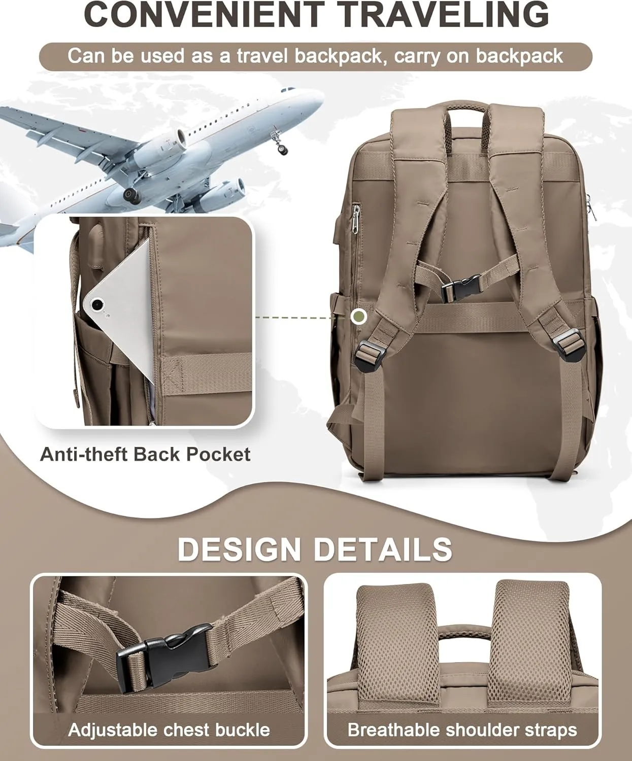 Large Travel Backpack Carry On Flight Approved Carry On Backpack For Women Airplanes Backpack For Travel Backpacks