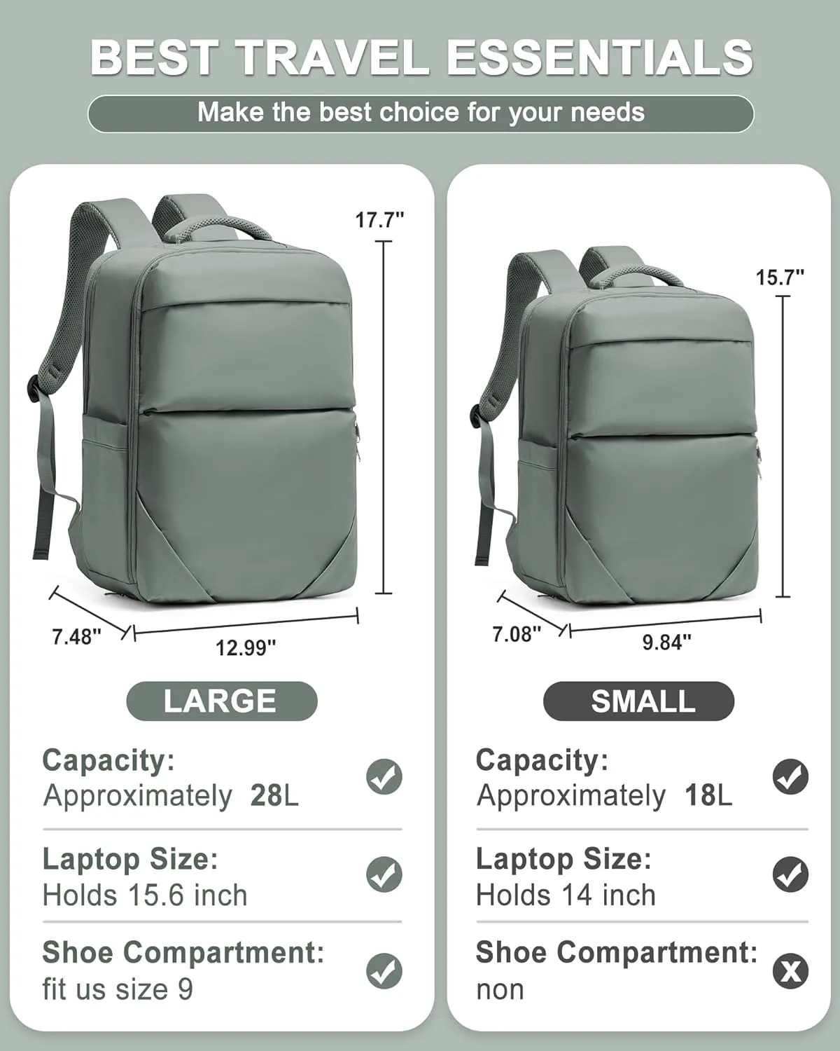 Large Travel Backpack Carry On Flight Approved Mochila De Viaje Carry On Backpack For Women Men Airplanes Backpack For Travel Backpacks Personal Item Travel Bag Army Green