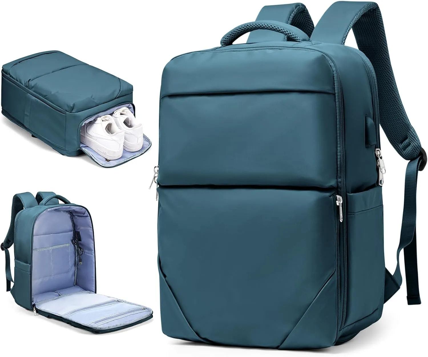 Large Travel Backpack - Carry On Flight Approved Mochila De Viaje For Women & Men - Airplane Personal Item Travel Bag - Peacock Blue