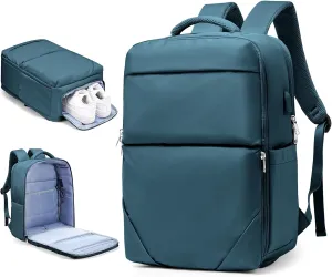 Large Travel Backpack - Carry On Flight Approved Mochila De Viaje For Women & Men - Airplane Personal Item Travel Bag - Peacock Blue