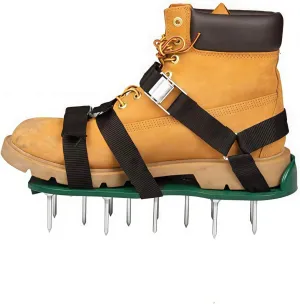 Lawn Aerator Shoes with Hook & Loop Straps Heavy Duty Spiked Aerating Sandals One-Size-Fits-All & Easy to Use for Yard Patio Lawn Garden (DarkGreen)
