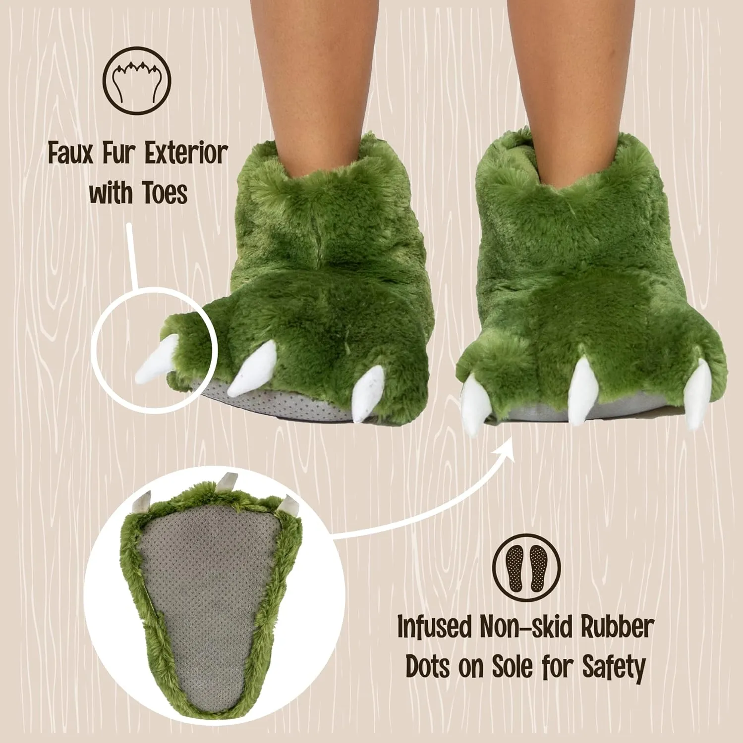 Lazy One Animal Paw Slippers for Kids and Adults, Fun Costume for Kids, Cozy Furry Slippers