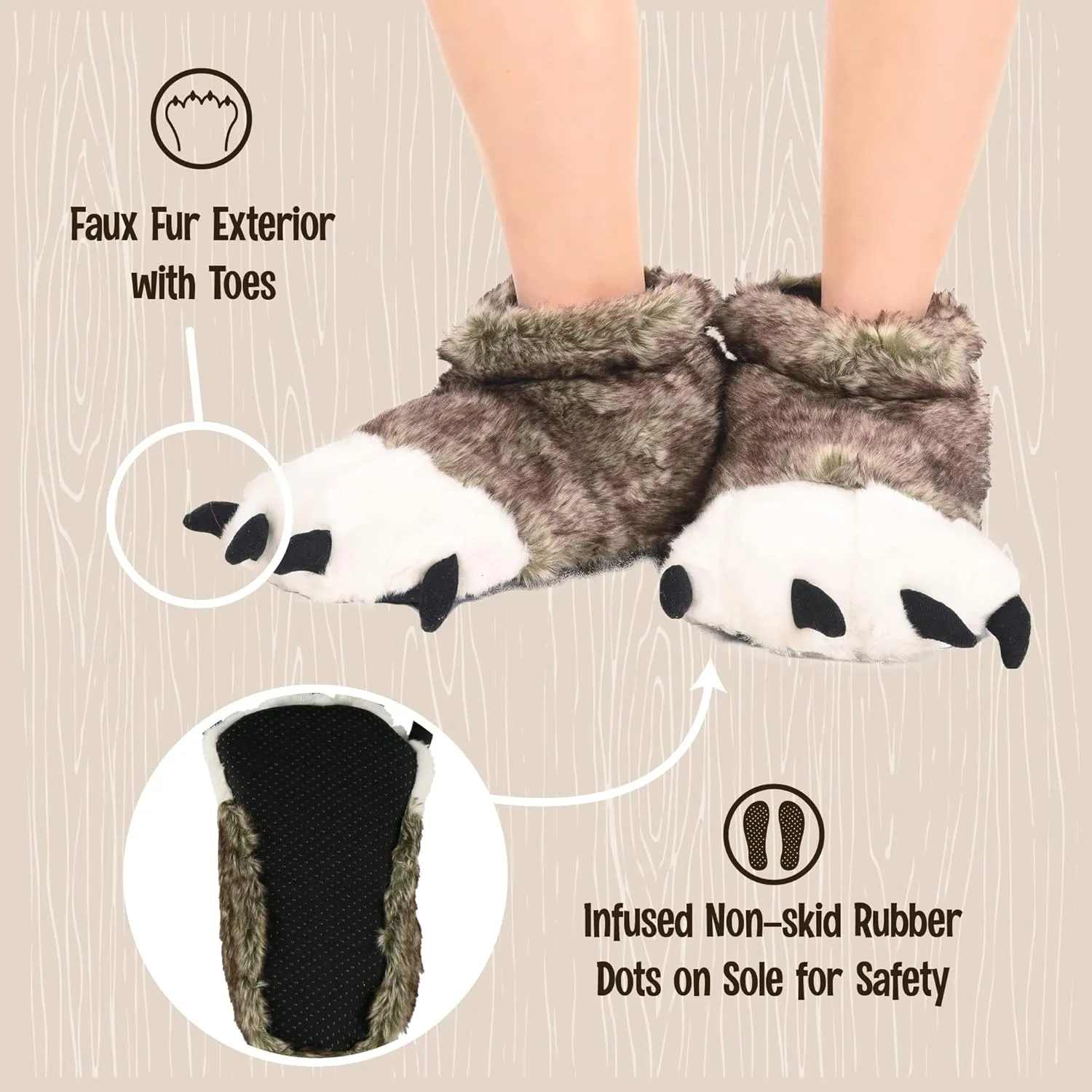 Lazy One Animal Paw Slippers for Kids and Adults, Fun Costume for Kids, Cozy Furry Slippers