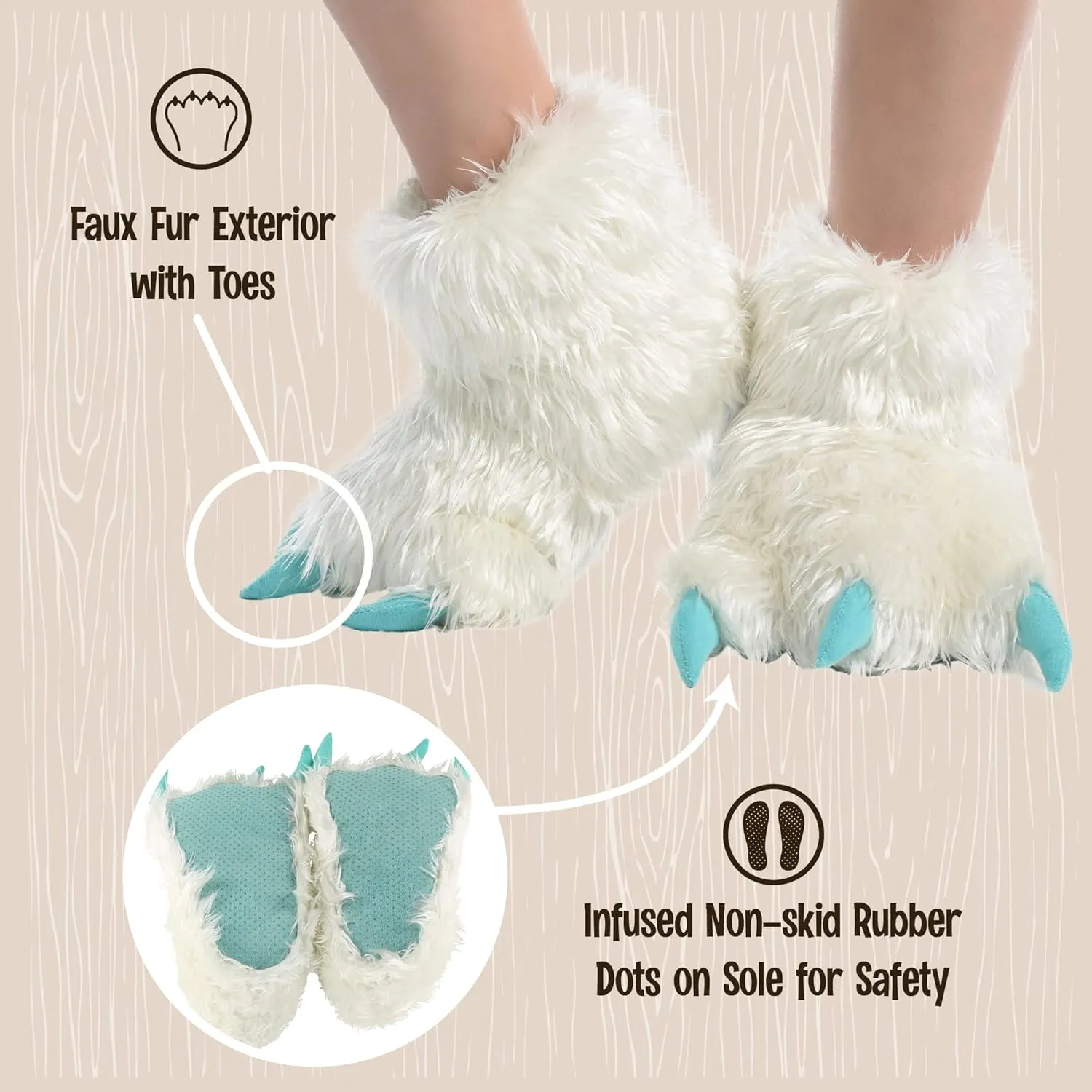 Lazy One Animal Paw Slippers for Kids and Adults, Fun Costume for Kids, Cozy Furry Slippers