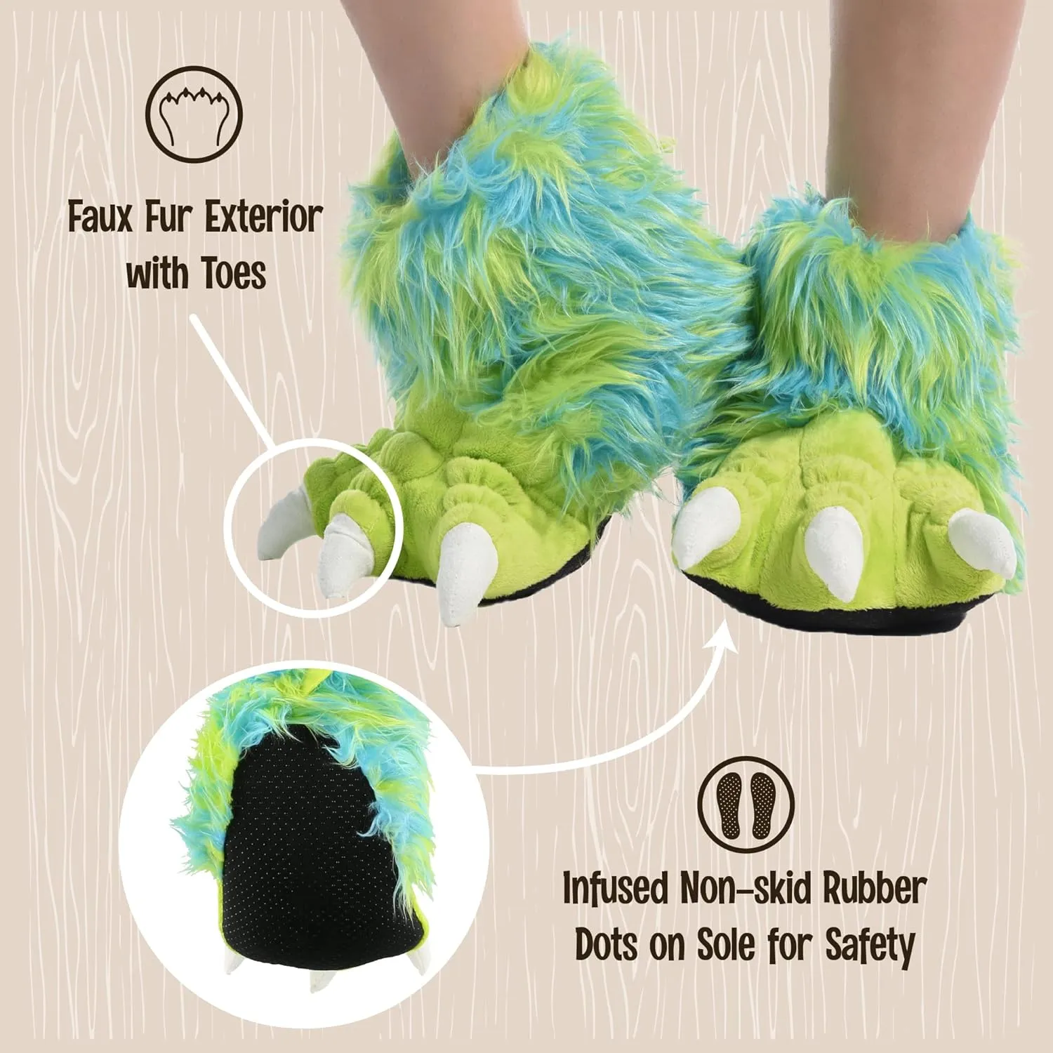 Lazy One Animal Paw Slippers for Kids and Adults, Fun Costume for Kids, Cozy Furry Slippers